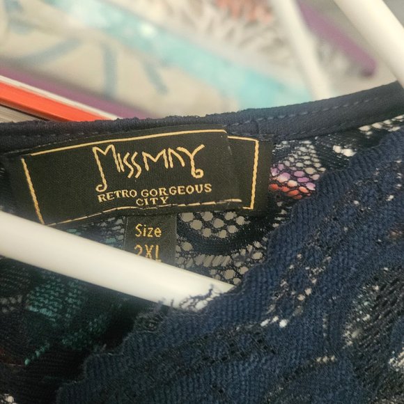 Missymay Women's Vintage Floral Lace Ruffle Half Sleeve Evening Dress - Picture 7 of 7